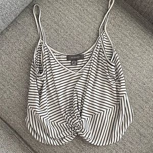 Black & White Striped Crop Tank Top